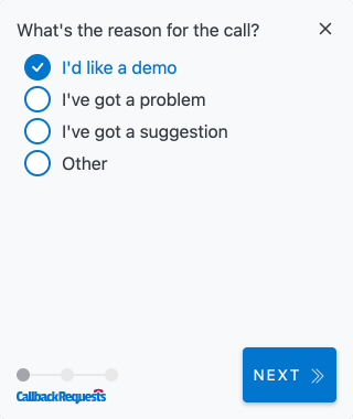 Screenshot if selected callback, or no phone number is provided.